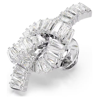Swarovski Matrix tack pin, Baguette cut, Knot, White, Rhodium plated 5731102