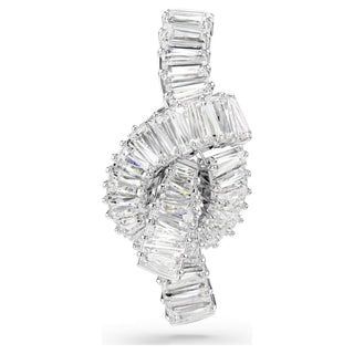 Swarovski Matrix tack pin, Baguette cut, Knot, White, Rhodium plated 5731102