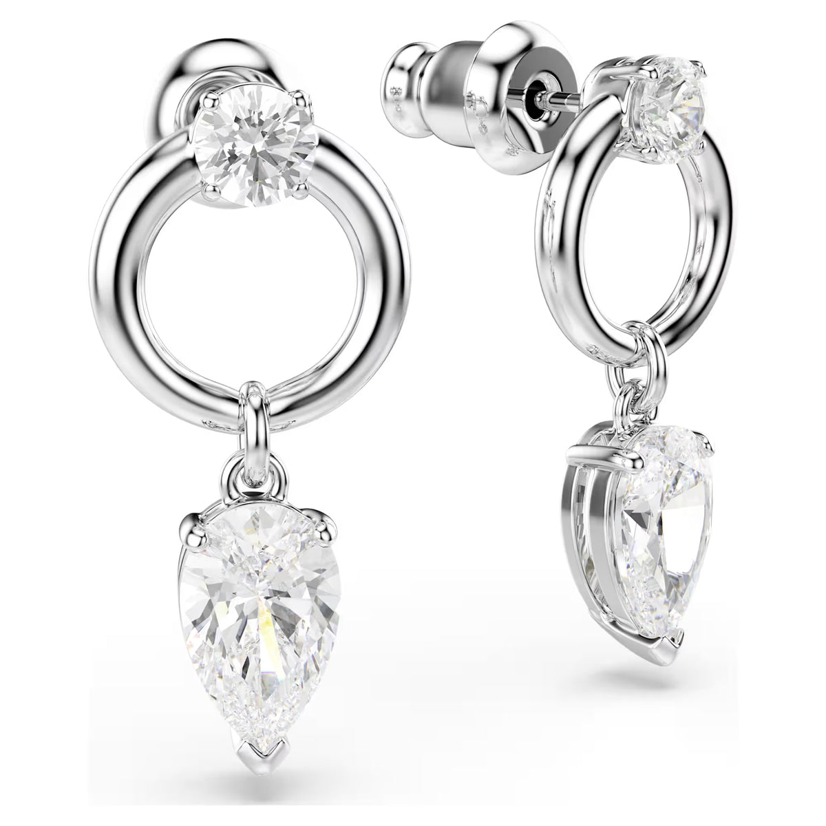 Swarovski Mesmera drop earrings, Mixed cuts, White, Rhodium plated 5723177