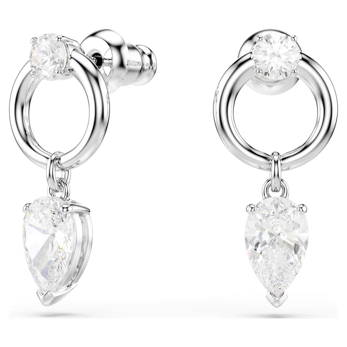 Swarovski Mesmera drop earrings, Mixed cuts, White, Rhodium plated 5723177
