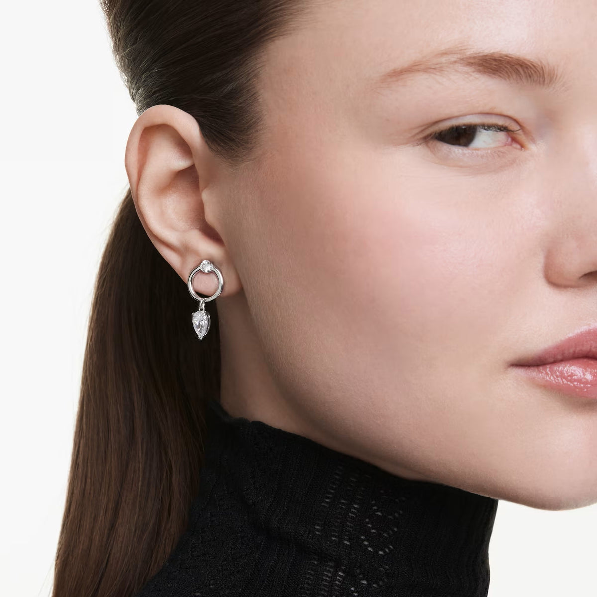 Swarovski Mesmera drop earrings, Mixed cuts, White, Rhodium plated 5723177