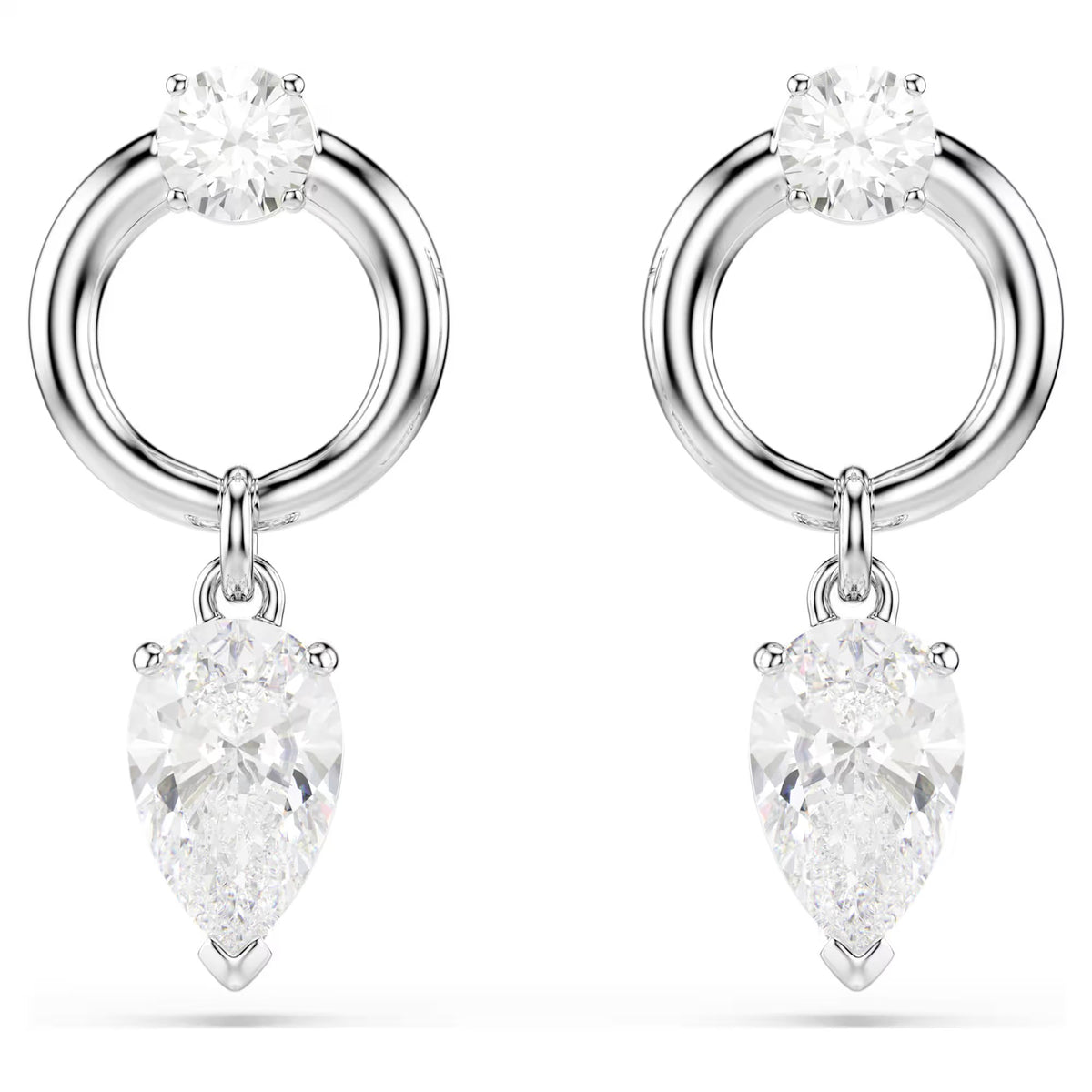 Swarovski Mesmera drop earrings, Mixed cuts, White, Rhodium plated 5723177