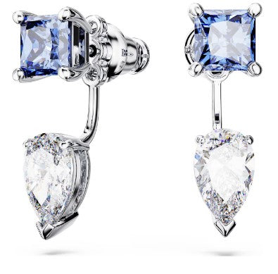 Pendientes Swarovski Mesmera, Cortes mixtos, Desmontable, Azul, Baño de rodio 5665767 