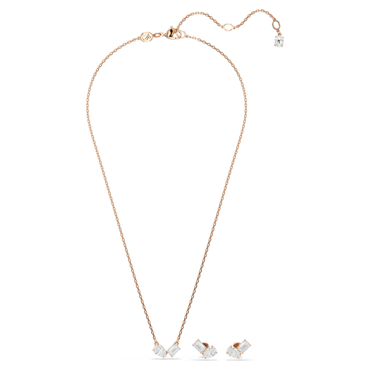 Swarovski Mesmera set, Pear cut, Octagon cut, White, Rose gold-tone plated 5734246