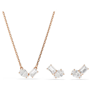 Swarovski Mesmera set, Pear cut, Octagon cut, White, Rose gold-tone plated 5734246