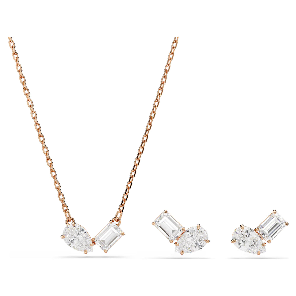 Swarovski Mesmera set, Pear cut, Octagon cut, White, Rose gold-tone plated 5734246
