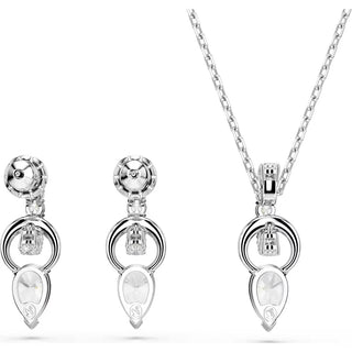 Swarovski Mesmera set, Pear cut, Round cut, White, Rhodium plated  - 5723197