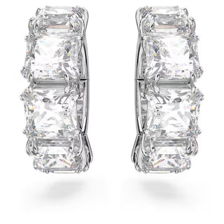 Swarovski Millenia Clip Earrings, Square Cut, White, Rhodium Plated - 5654557