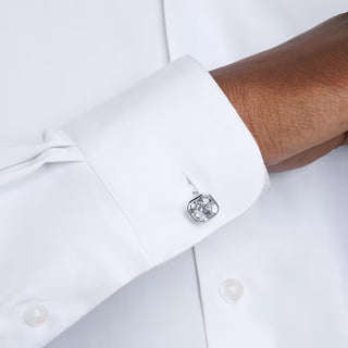 Swarovski Millenia cufflinks, Octagon cut, White, Rhodium plated 5733306
