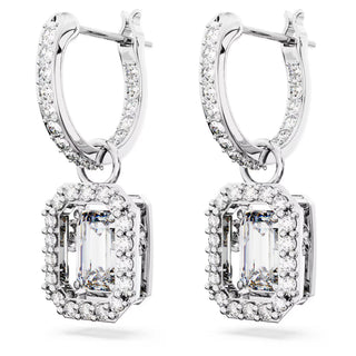 Swarovski Millenia drop earrings, Octagon cut, White, Rhodium plated - 5638495/5689684 (SS)