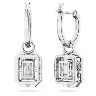 Swarovski Millenia drop earrings, Octagon cut, White, Rhodium plated - 5638495/5689684 (SS)