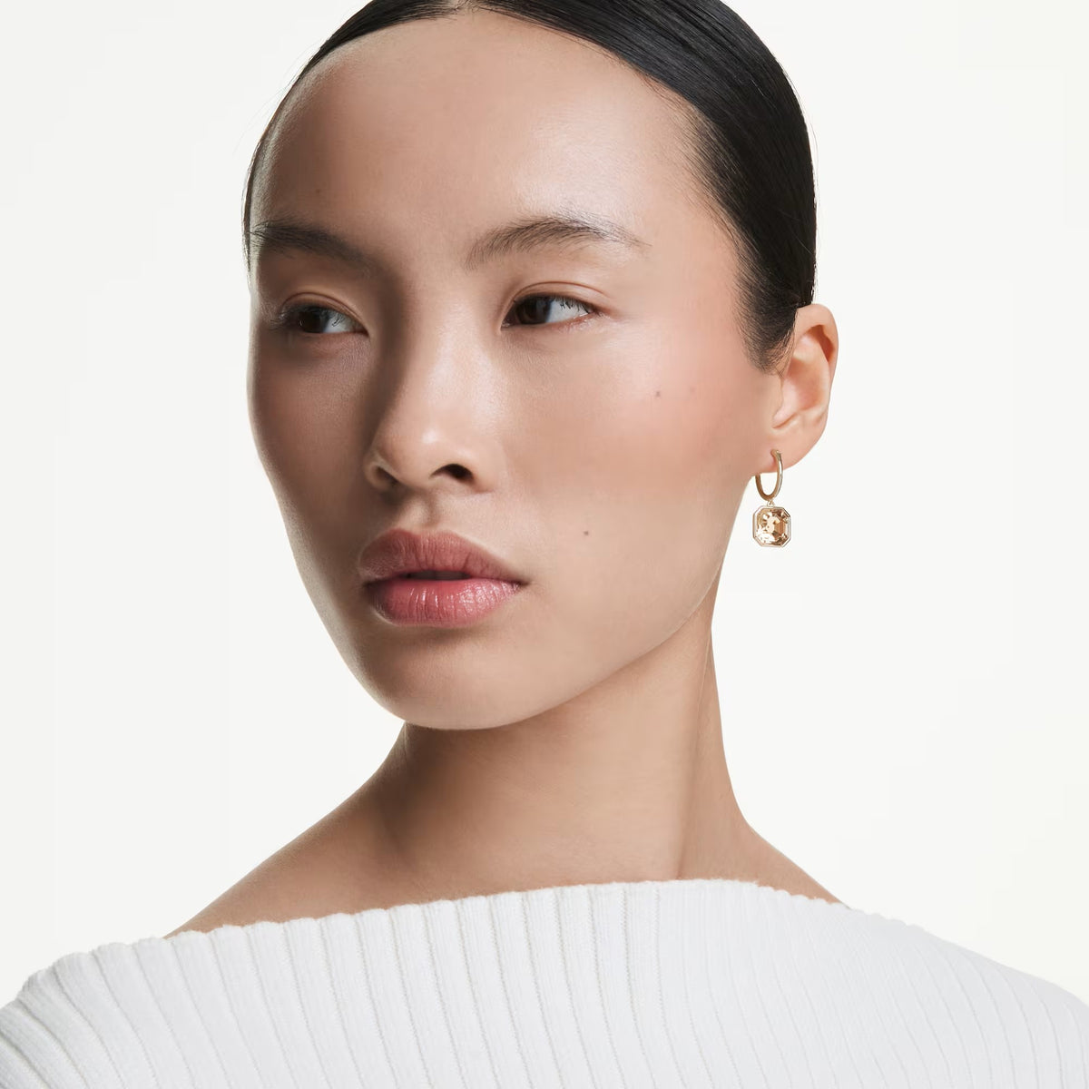 Swarovski Millenia drop earrings, Square cut, Caramel, Gold-tone plated 5731148