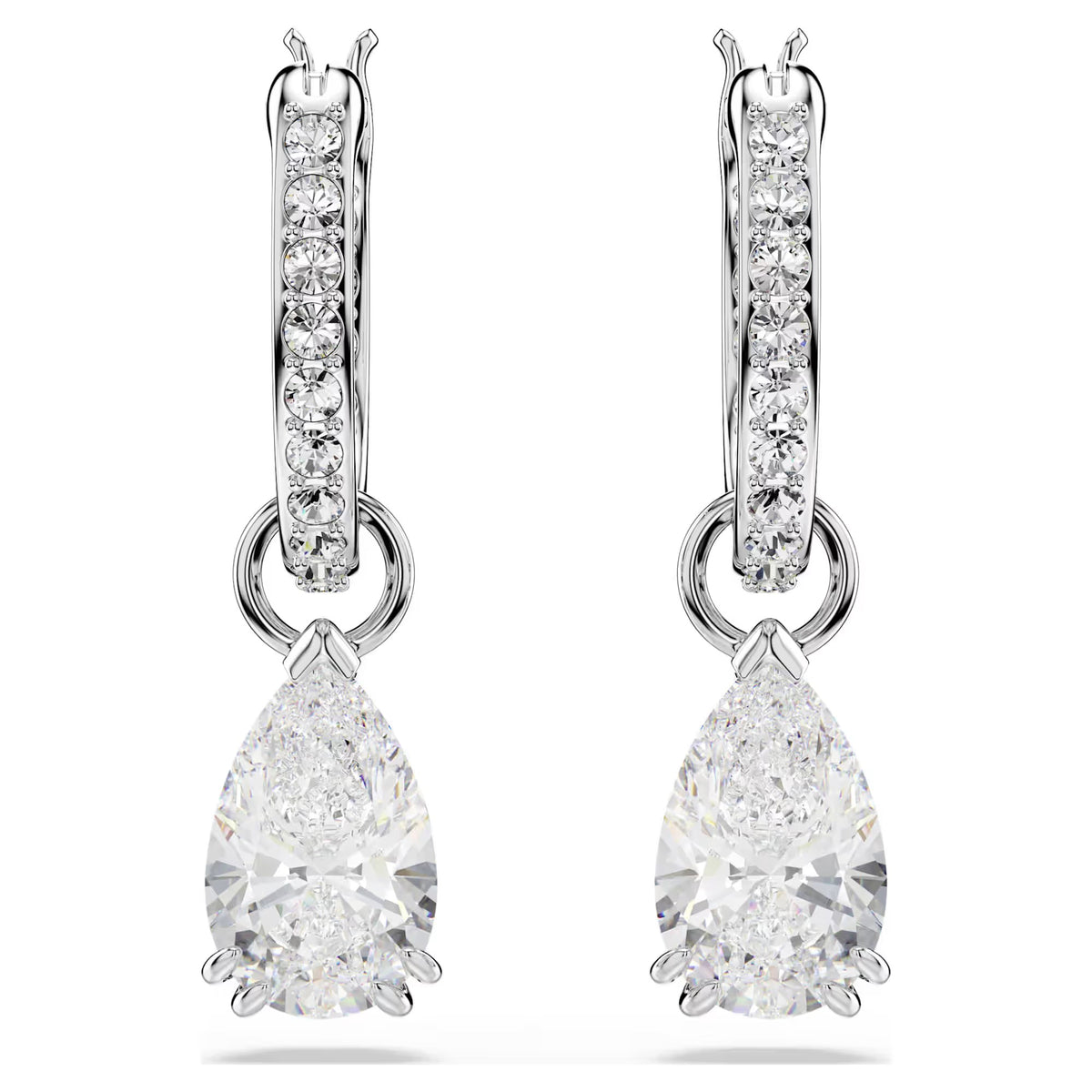 Swarovski Millenia hoop earrings Pear cut, White, Rhodium plated - 5636716