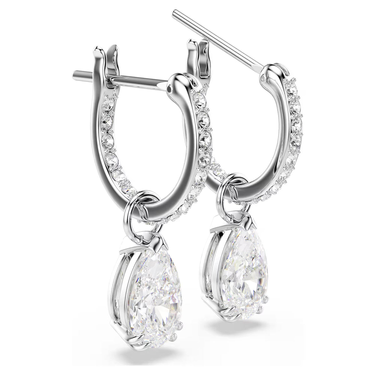 Swarovski Millenia hoop earrings Pear cut, White, Rhodium plated - 5636716