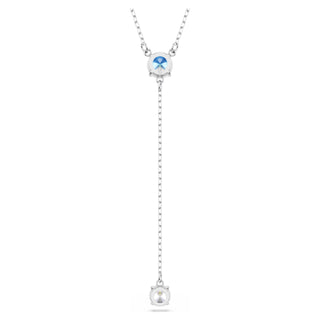 Swarovski Stilla Attract Y necklace, Round cut, Blue, Rhodium plated 5734249