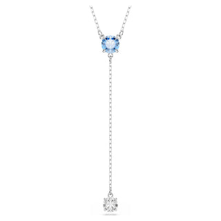 Swarovski Stilla Attract Y necklace, Round cut, Blue, Rhodium plated 5734249
