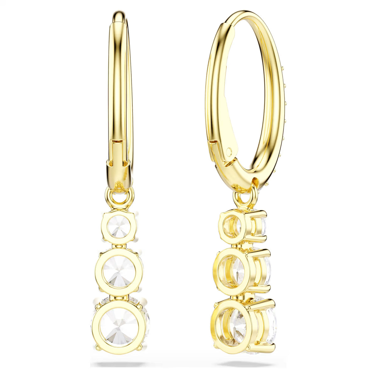 Swarovski Stilla Attract hoop earrings, Round cut, White, Gold-tone plated 5723300