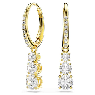Swarovski Stilla Attract hoop earrings, Round cut, White, Gold-tone plated 5723300