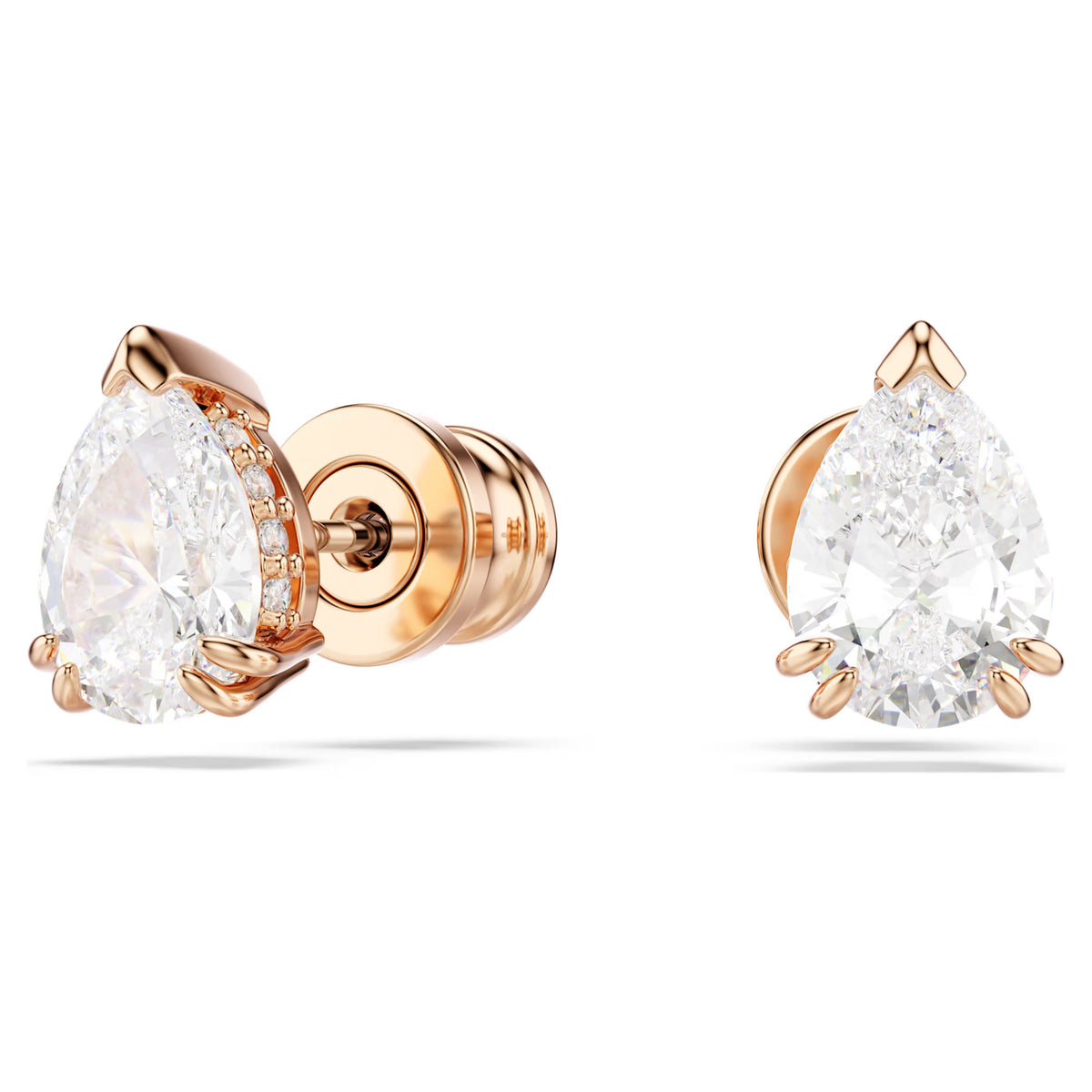 Swarovski Stilla stud earrings, Pear cut, White, Rose gold-tone plated 5734248