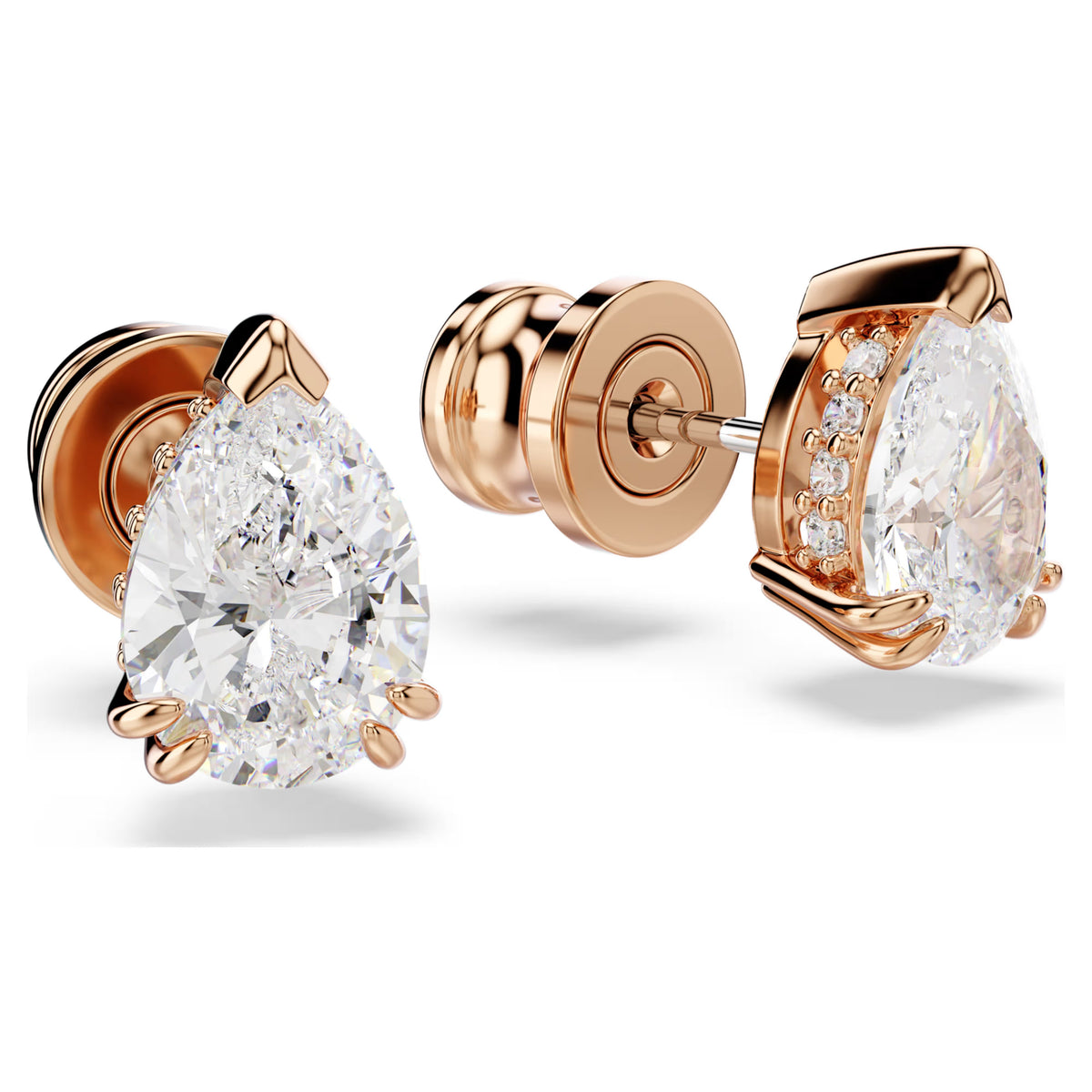 Swarovski Stilla stud earrings, Pear cut, White, Rose gold-tone plated 5734248