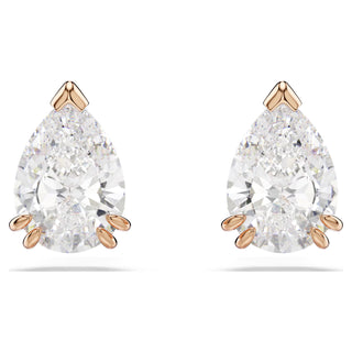 Swarovski Stilla stud earrings, Pear cut, White, Rose gold-tone plated 5734248