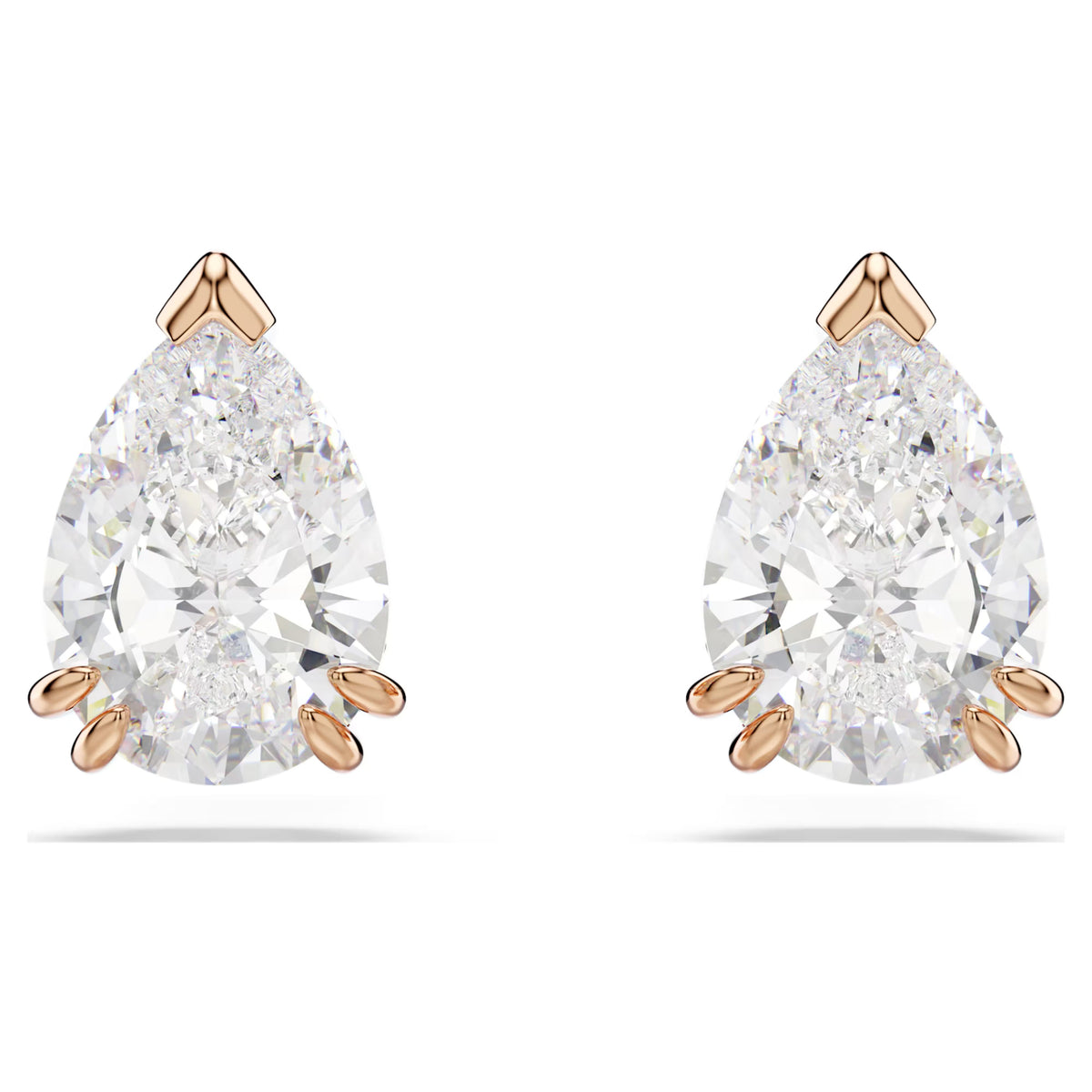 Swarovski Stilla stud earrings, Pear cut, White, Rose gold-tone plated 5734248