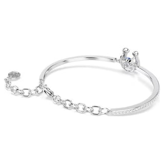 Swarovski Symbolica bangle, Round cut, Pavé, Horse shoe, Blue, Rhodium plated 5736983