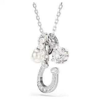 Swarovski Symbolica pendant, Crystal pearl, Round cut, Pavé, Horse shoe, White, Rhodium plated 5736247