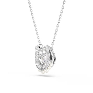 Swarovski Symbolica pendant, Crystal pearl, Round cut, Pavé, Horse shoe, White, Rhodium plated 5736972