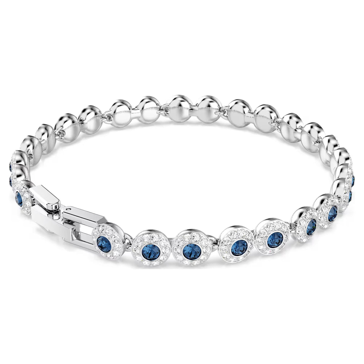Swarovski Una Angelic Tennis bracelet, Round cut, Blue, Rhodium plated 5733401