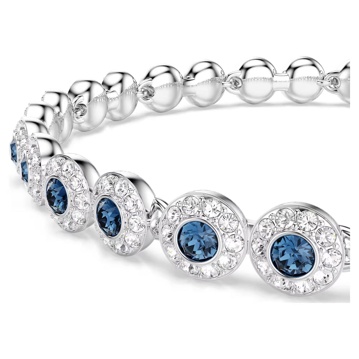 Swarovski Una Angelic Tennis bracelet, Round cut, Blue, Rhodium plated 5733401