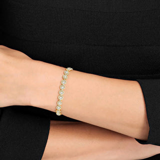 Swarovski Una/Angelic Tennis bracelet Round cut, Pavé, Medium, White, 18k gold plated - 5505469