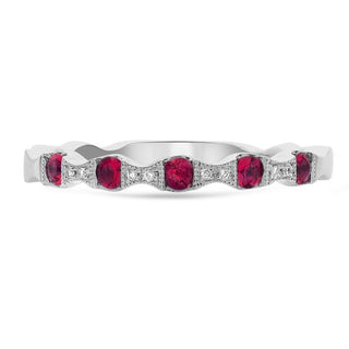 SEGUIMIENTO - Anillo de diamantes y rubíes en oro blanco de 14 quilates 
