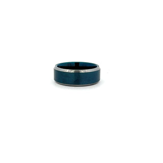Blue and Silver Tungsten Ring