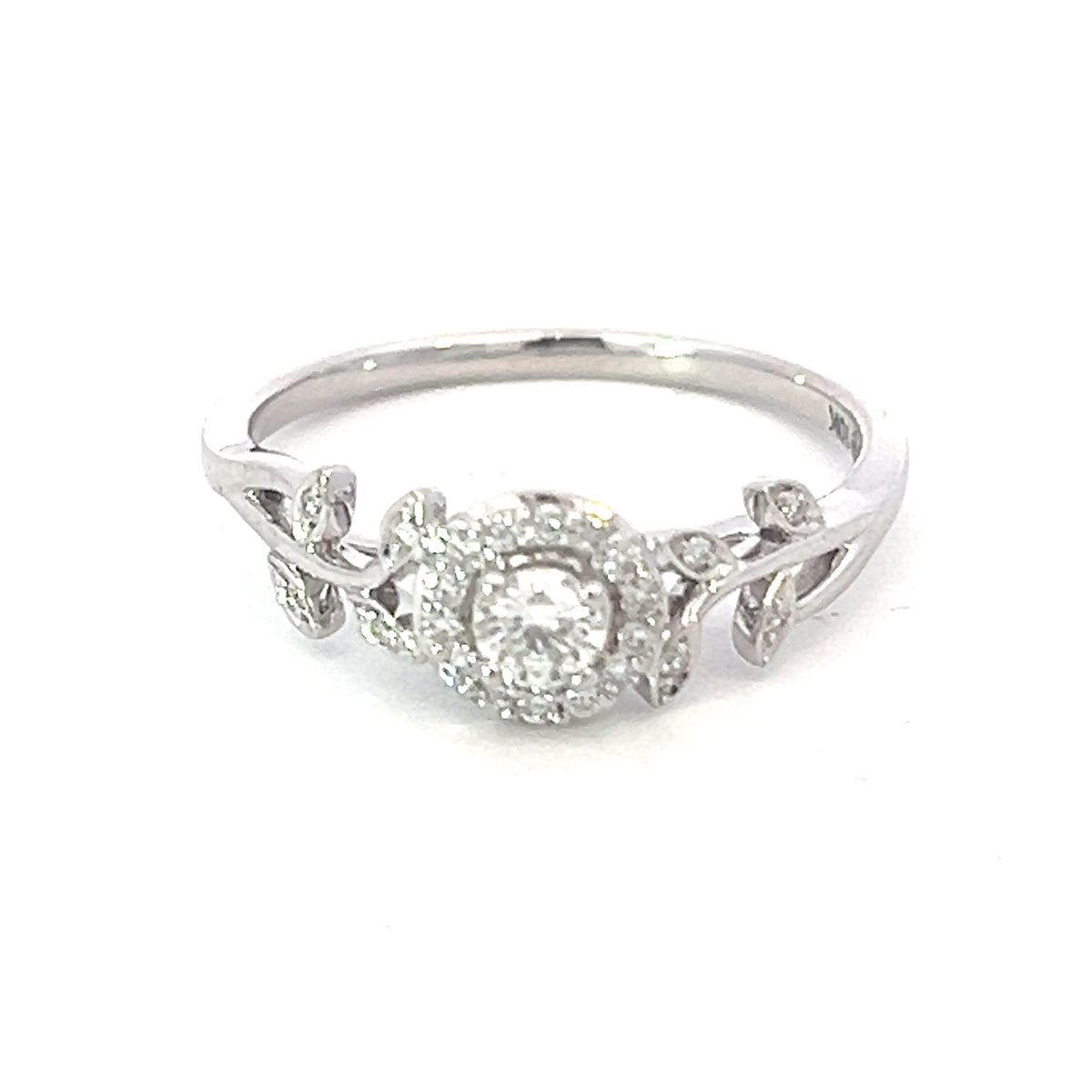 Anillo de diamantes canadienses de 0,25 quilates en oro blanco de 10 quilates, talla 6,5