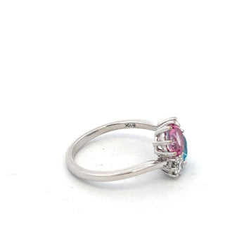 10K White Gold 0.337cttw Canadian Diamond and Topaz Ring