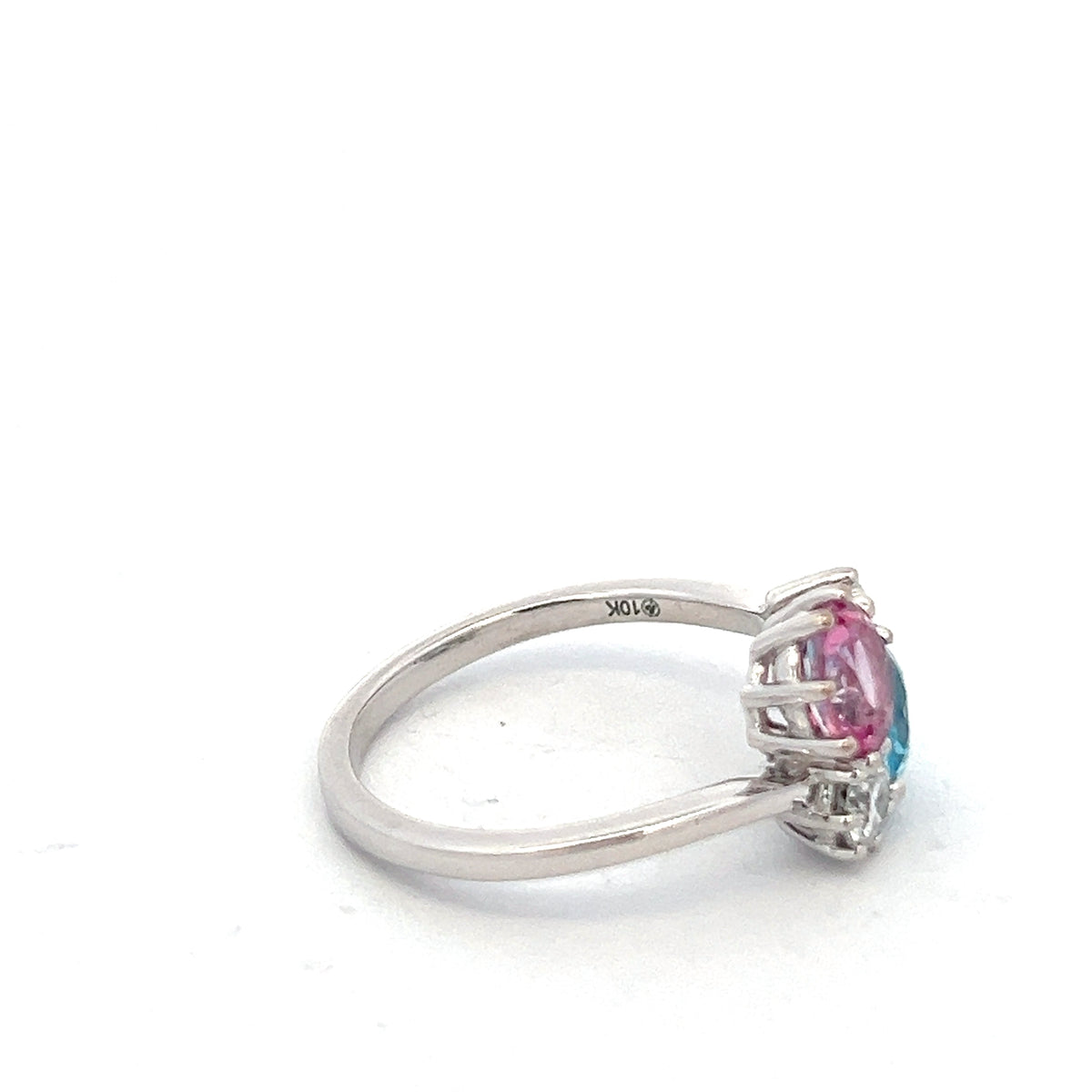 10K White Gold 0.337cttw Canadian Diamond and Topaz Ring