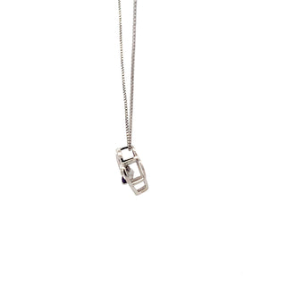 Colgante de plata de ley con forma de corazón y diamantes de 0,03 quilates, 18"