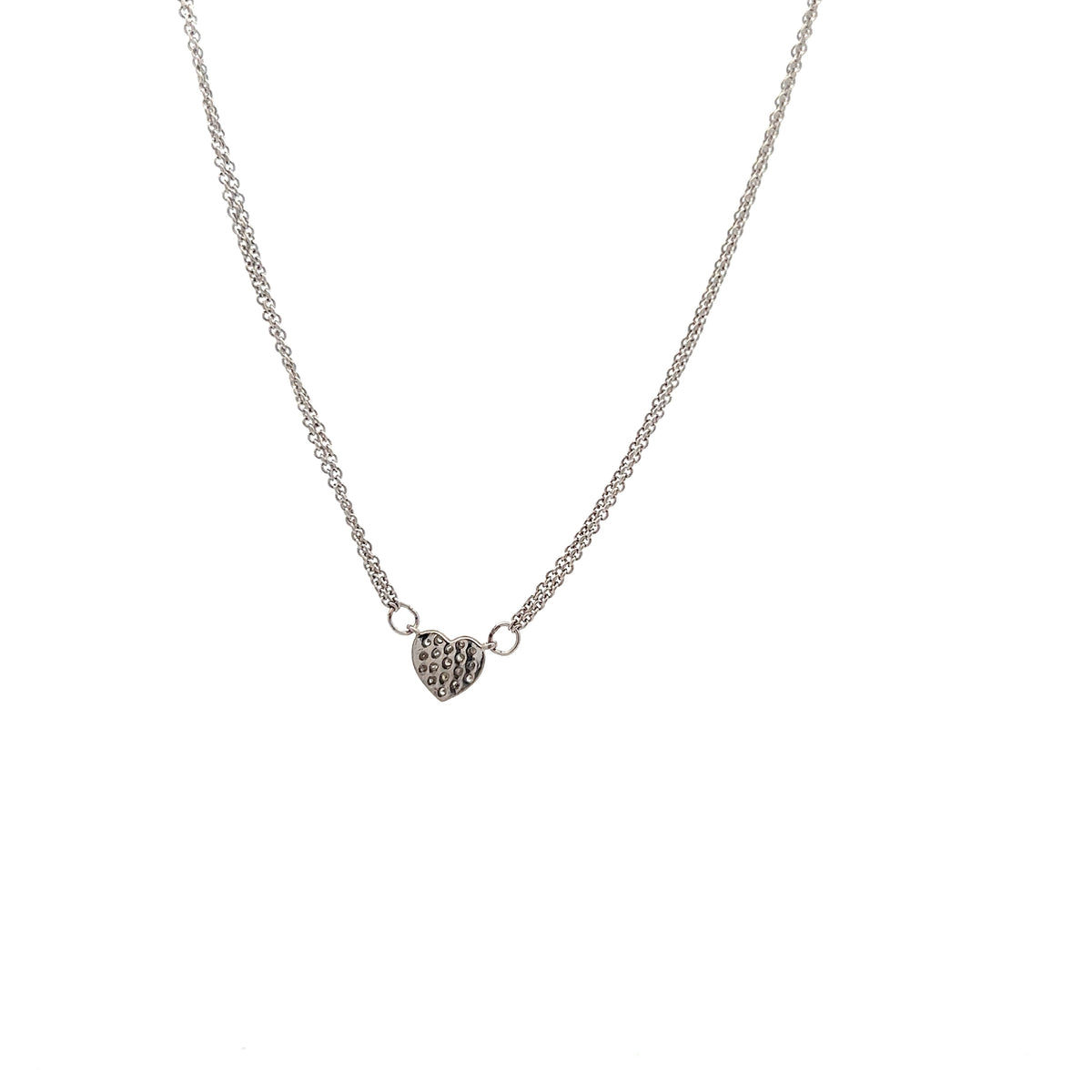 Sterling Silver 0.13cttw Diamond Heart  Pendant, 18"