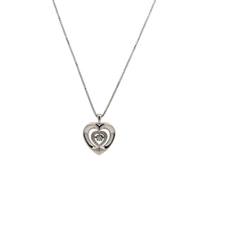 Sterling Silver 0.03cttw Diamond Heart Pulse Pendant, 18"