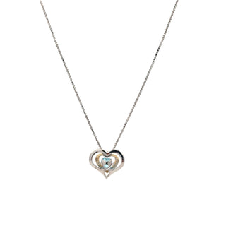Sterling Silver Diamond and Blue Topaz Pulse Pendant, 18"