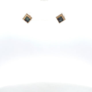10K Yellow Gold Created Alexandrite and Diamond Earrings