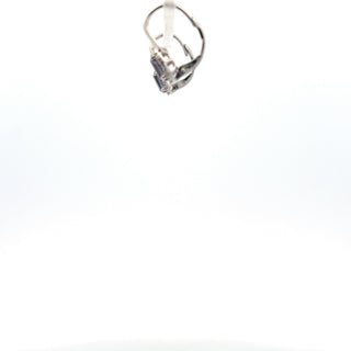 10K White Gold 6x4mm Oval Cut Created Alexandrite and 0.11cttw Diamond Halo Earrings with Leverbacks