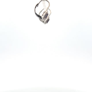 10K White Gold 6x4mm Oval Cut Created Alexandrite and 0.11cttw Diamond Halo Earrings with Leverbacks