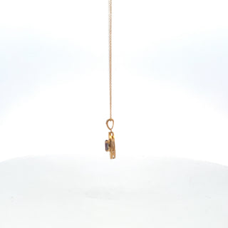 10K Yellow Gold Created Alexandrite and Diamond Pendant - 18"