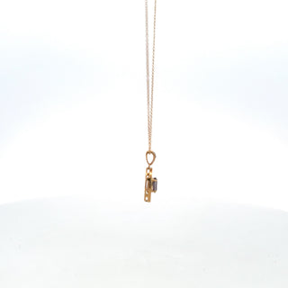 10K Yellow Gold Created Alexandrite and Diamond Pendant - 18"