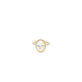 14K Yellow Gold 3.50ct Oval Lab Grown Diamond Ring with Halo