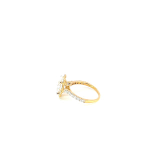 14K Yellow Gold 3.50ct Oval Lab Grown Diamond Ring with Halo