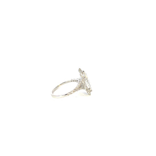 14K White Gold 2.50cttw Lab Grown Marquise Cut Diamond Engagement Ring with Halo