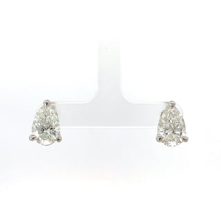 14K White Gold Pear Shape Lab Grown Diamond Stud Earrings